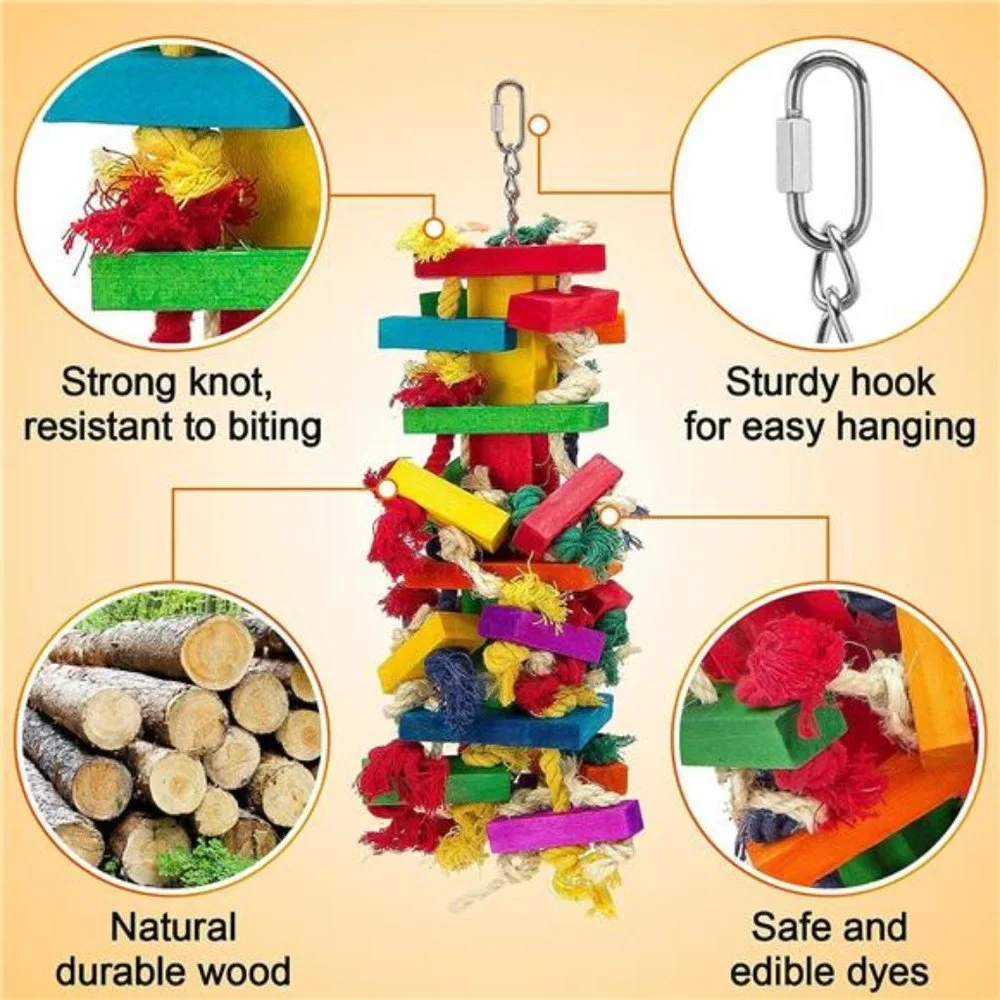 Extra Large Bird Parrot Toys for Macaws, African Grey, Amazon Parrots
